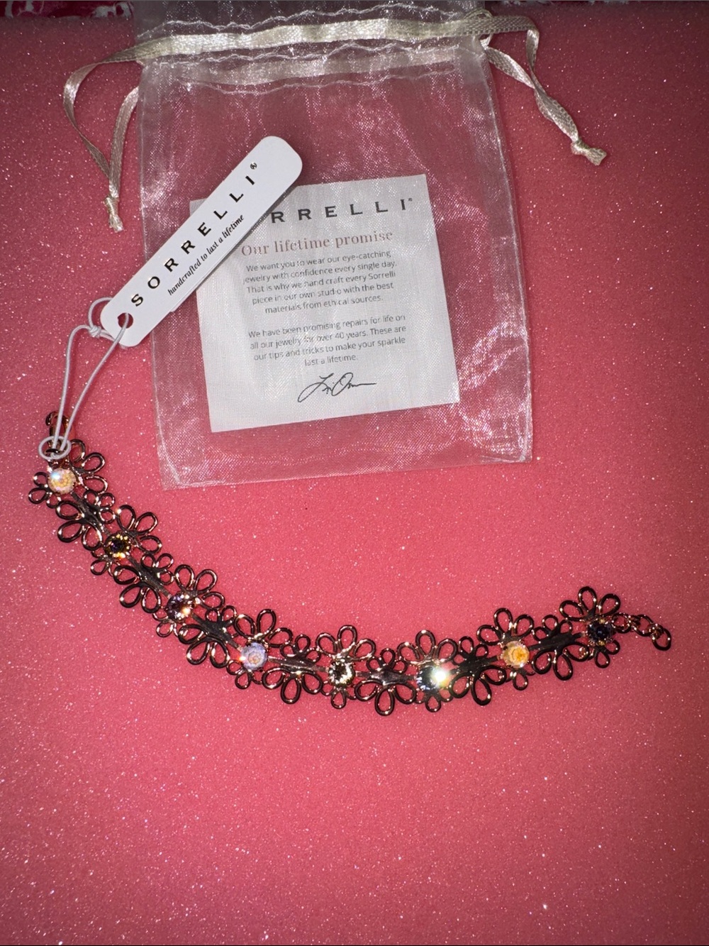 Sorrelli Pink Glitter Gift Bag with Branded Tag